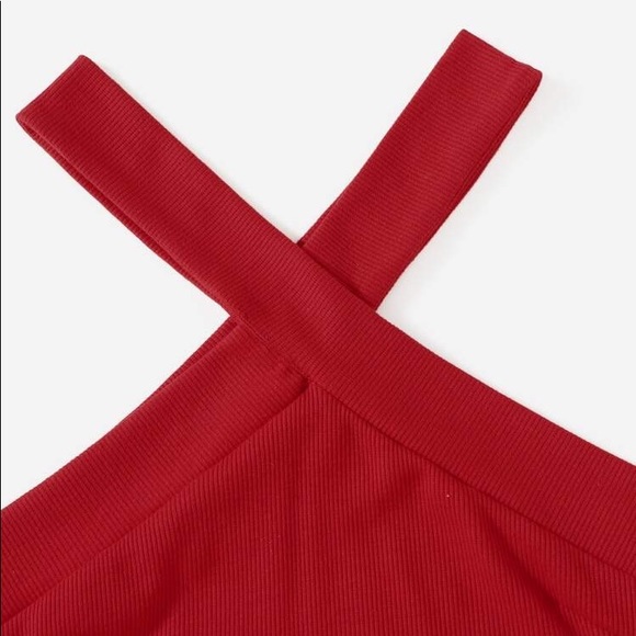 SHEIN Rib Knit Halter Crop Top - Picture 2 of 8